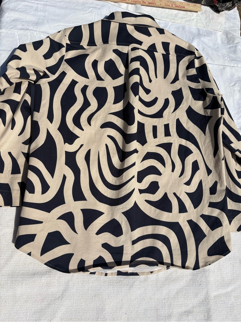 Marimekko Black and Cream Josat Joonas Graphic Button-Up Shirt - Picture 2 of 7